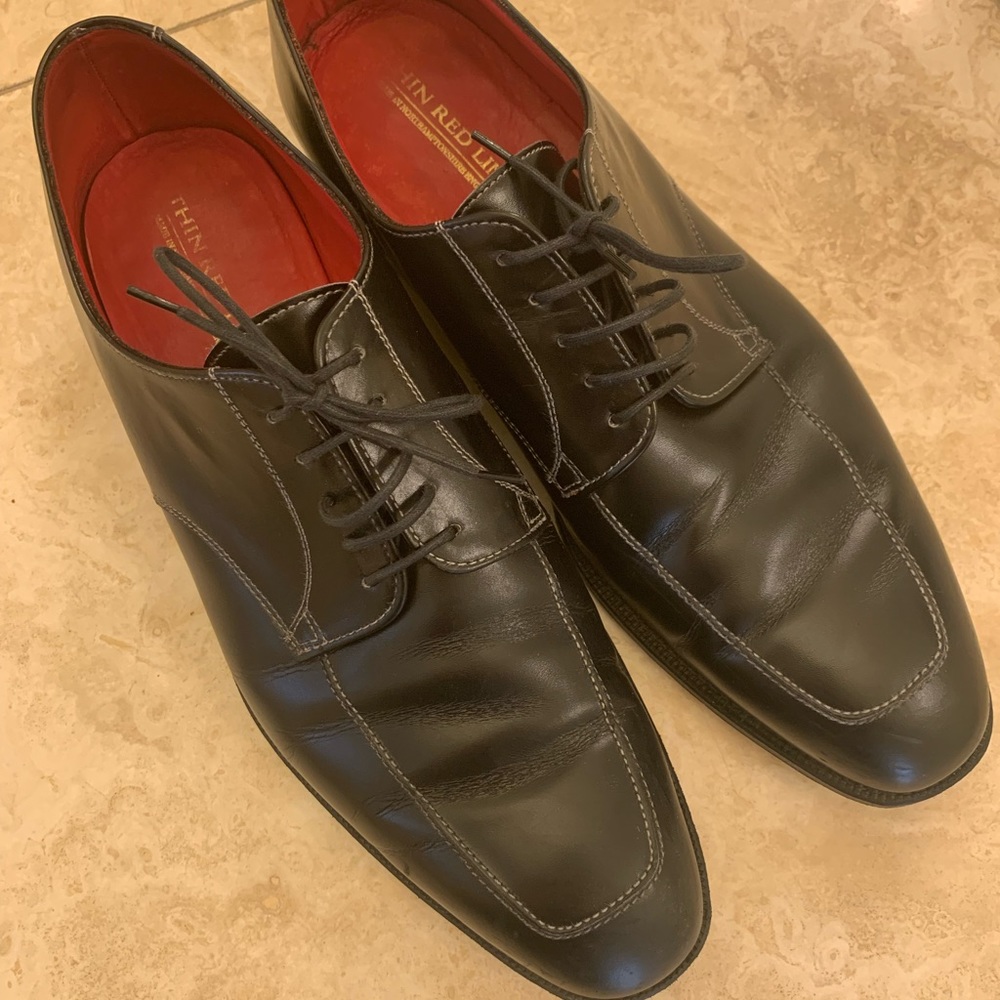 Alfred Sargent made for Thin Redline Black Leather Mens Dress Shoe Size 10